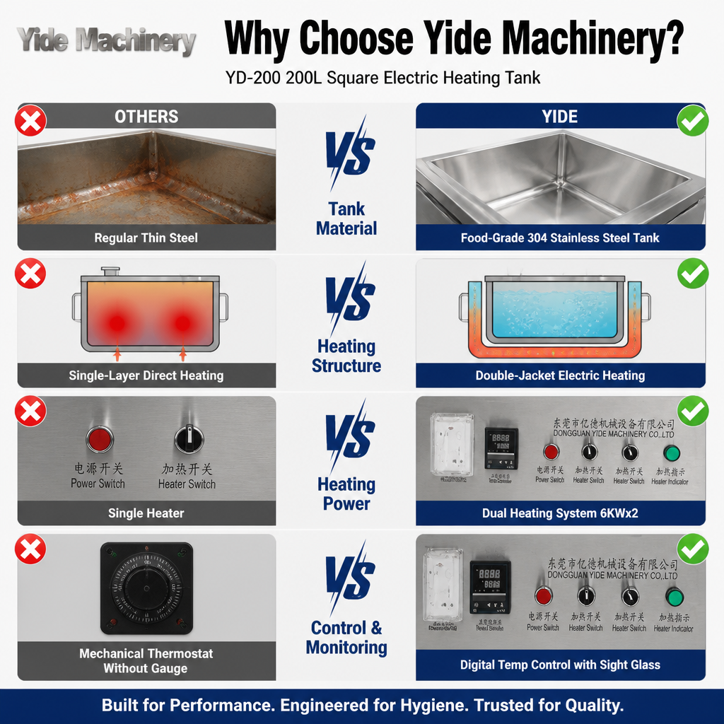 Yide 200L Stainless Steel Square Electric Wax Melting Tank with Digital Temperature Control