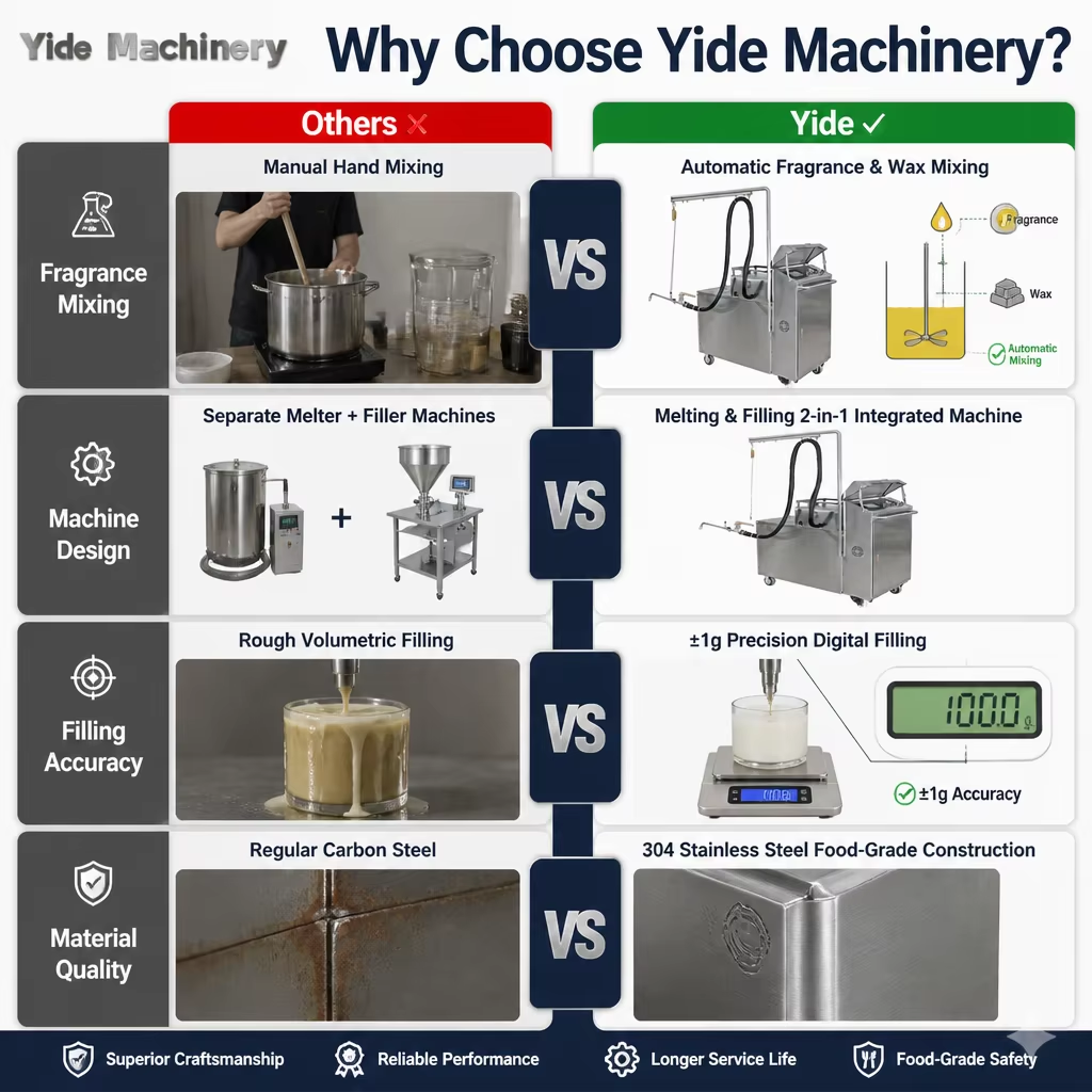 Yide YD-200-1 Automatic Wax and Fragrance Filling Machine 200L Melting Tank with Mixer 1-5000g Filling Range ±1g Accuracy