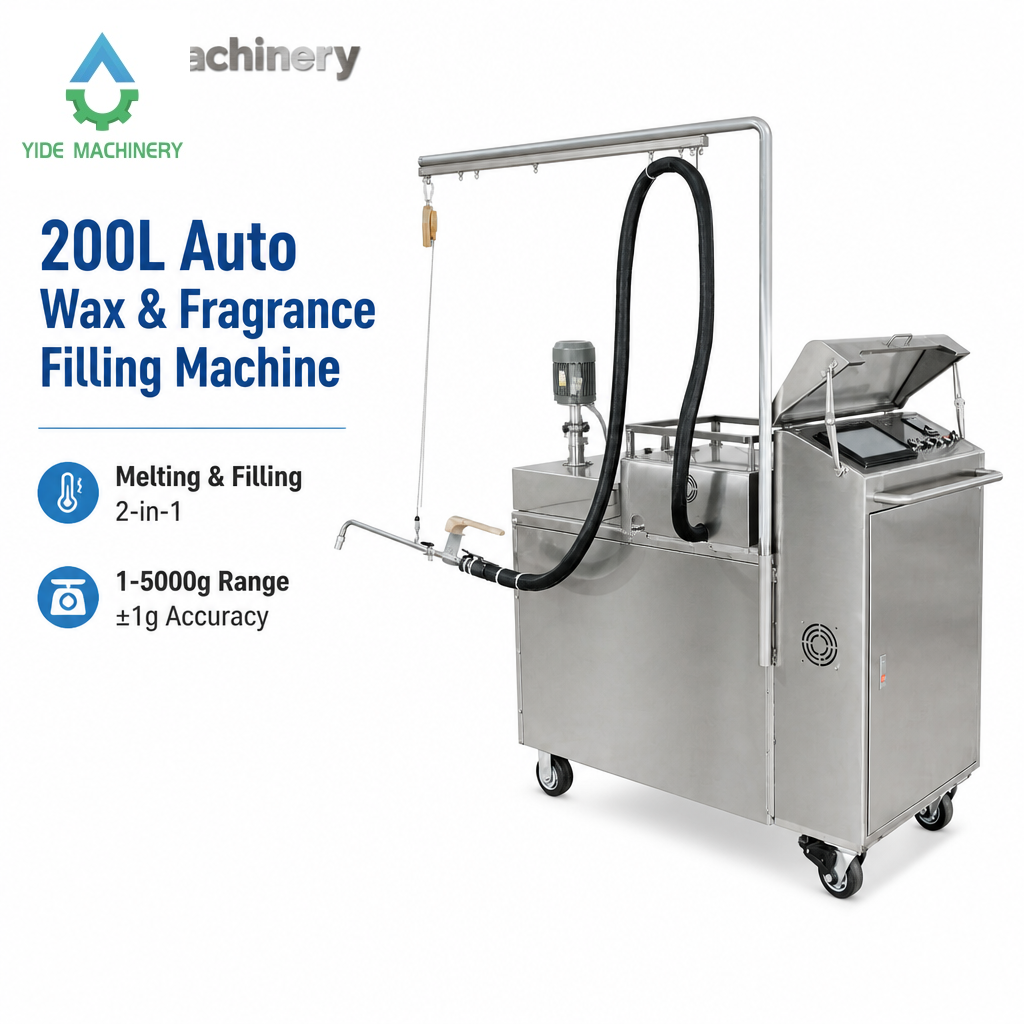 Yide YD-200-1 Automatic Wax and Fragrance Filling Machine 200L Melting Tank with Mixer 1-5000g Filling Range ±1g Accuracy