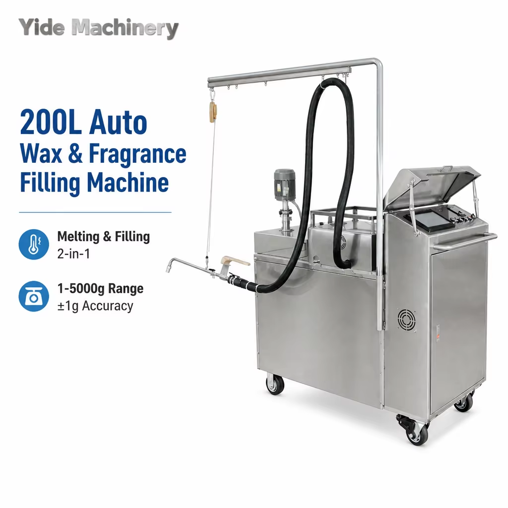 Yide YD-200-1 Automatic Wax and Fragrance Filling Machine 200L Melting Tank with Mixer 1-5000g Filling Range ±1g Accuracy